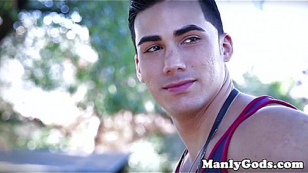 Muscular gay hunk rimming a jocks ass closeup